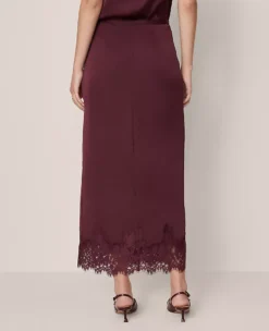 Satin Lace Hem Wrap Skirt Poised Plum 9 Satin Lace Hem Wrap Skirt Poised Plum -Anntaylor Shop 850532 9536 ALT2
