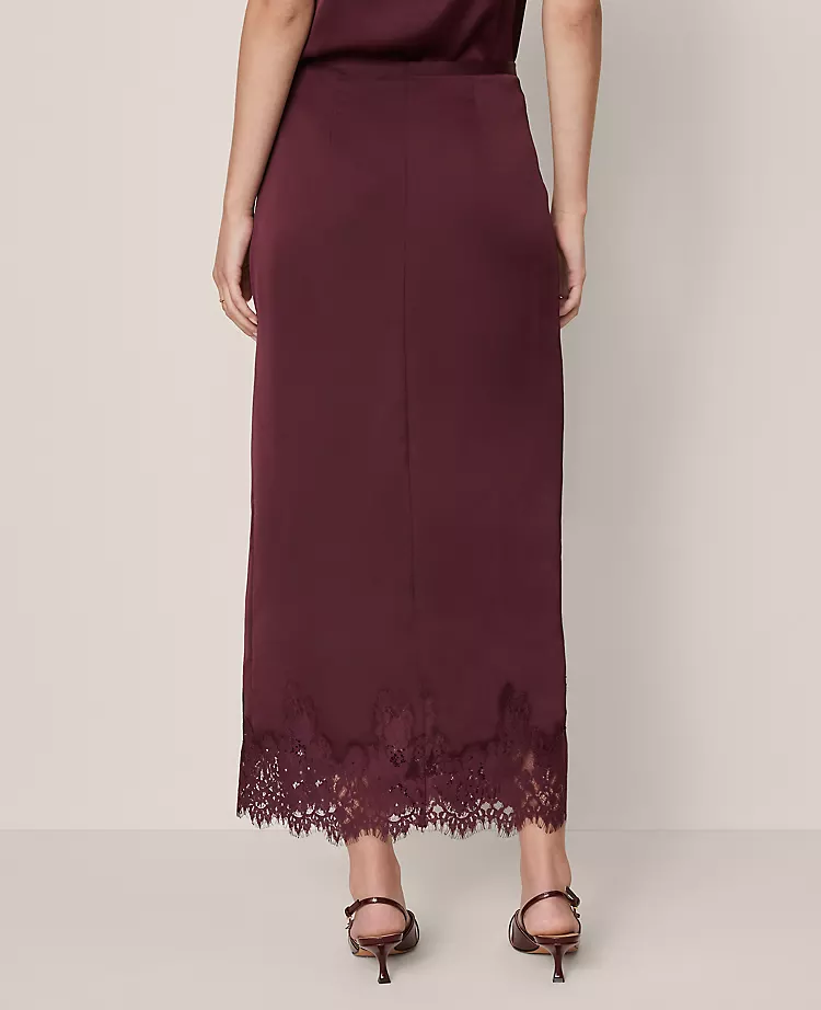 Satin Lace Hem Wrap Skirt Poised Plum 6 Satin Lace Hem Wrap Skirt Poised Plum - Image 4