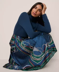 Chain Link Satin Wrap Midi Skirt Night Garden 11 Chain Link Satin Wrap Midi Skirt Night Garden -Anntaylor Shop 850569 523206 ALT3