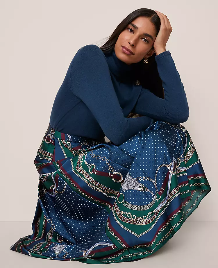 Chain Link Satin Wrap Midi Skirt Night Garden 7 Chain Link Satin Wrap Midi Skirt Night Garden - Image 5