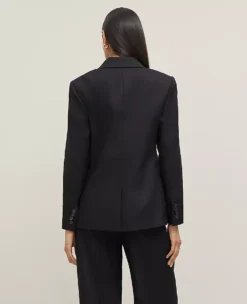 The Notched Two Button Fitted Blazer In Linen Blend Black 7 The Notched Two Button Fitted Blazer In Linen Blend Black -Anntaylor Shop 850577 2222 ALT1