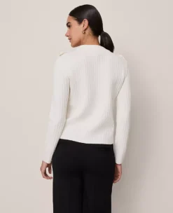 Ribbed Pocket Sweater Winter White 8 Ribbed Pocket Sweater Winter White -Anntaylor Shop 850599 9192 ALT1