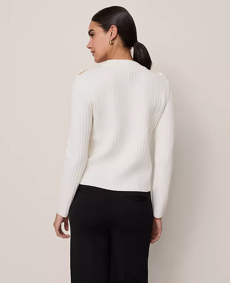 Ribbed Pocket Sweater Winter White 5 Ribbed Pocket Sweater Winter White - Image 3