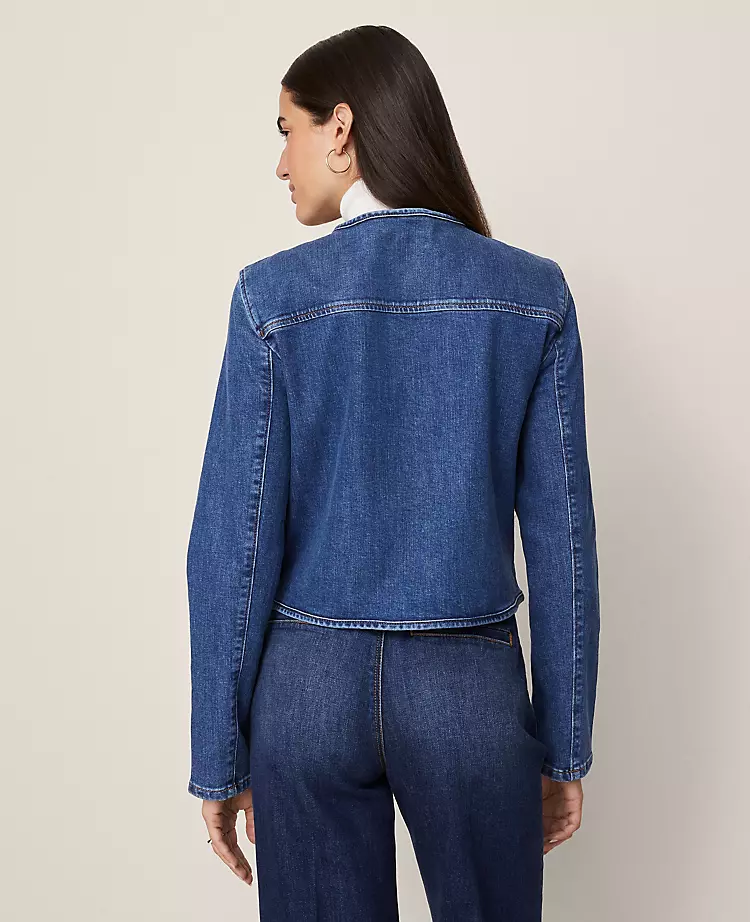 Weekend Collection Crew Neck Denim Jacket Classic Indigo Wash 4 Weekend Collection Crew Neck Denim Jacket Classic Indigo Wash - Image 2