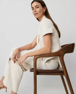 The Petite Short Sleeve Blazer In Fluid Crepe Ivory Whisper 9 The Petite Short Sleeve Blazer In Fluid Crepe Ivory Whisper -Anntaylor Shop 850609 9007 ALT3