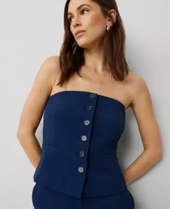 The Petite Strapless Vest In Fluid Crepe Pure Sapphire 11 The Petite Strapless Vest In Fluid Crepe Pure Sapphire -Anntaylor Shop 850617 8818 ALT2