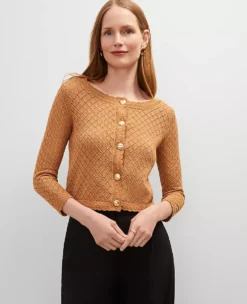 Petite Scalloped Ballet Neck Cardigan Pecan