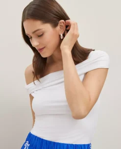 Asymmetrical One-Shoulder Top White -Anntaylor Shop 850660 9000 ALT2