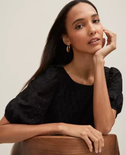 Petite Eyelet Boatneck Popover Black 7 Petite Eyelet Boatneck Popover Black -Anntaylor Shop 850671 2222 ALT2