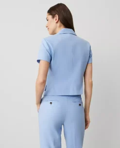 The Petite Short-Sleeve Blazer Brisk Blue -Anntaylor Shop 850721 9960 ALT1