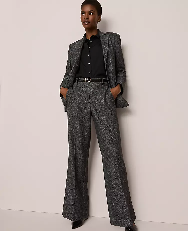 The Wide Leg Pant In Herringbone Grey/White Combo 4 The Wide Leg Pant In Herringbone Grey/White Combo - Image 2