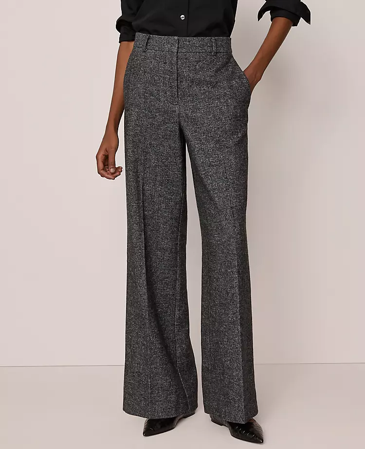 The Wide Leg Pant In Herringbone Grey/White Combo 5 The Wide Leg Pant In Herringbone Grey/White Combo - Image 3