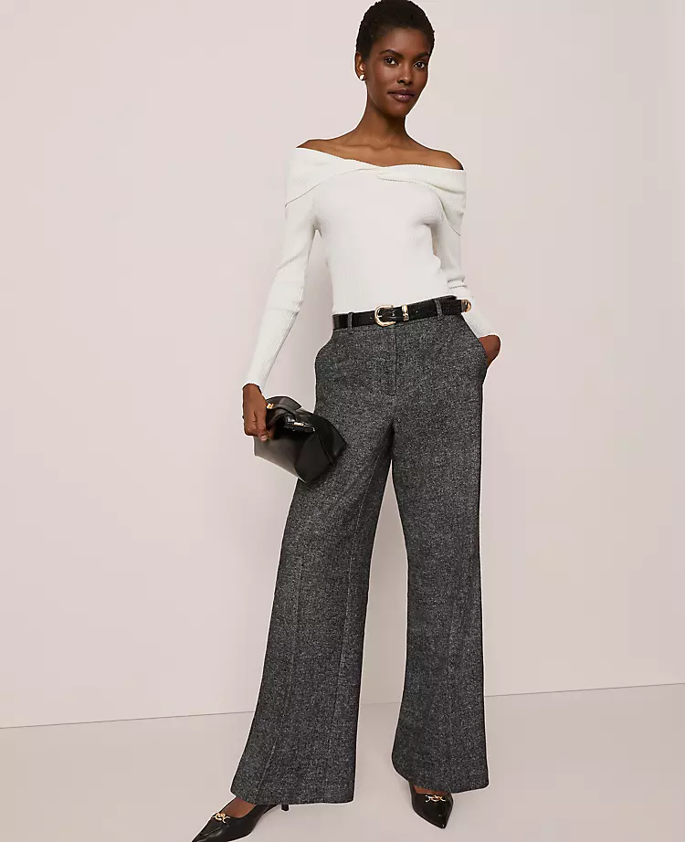 The Wide Leg Pant In Herringbone Grey/White Combo 7 The Wide Leg Pant In Herringbone Grey/White Combo - Image 5