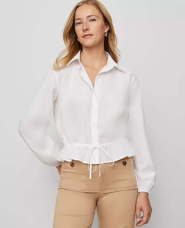 Weekend Collection Tie Waist Popover White 3 Weekend Collection Tie Waist Popover White