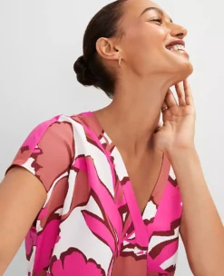 Petite Floral Mixed Media Top Rose Violet