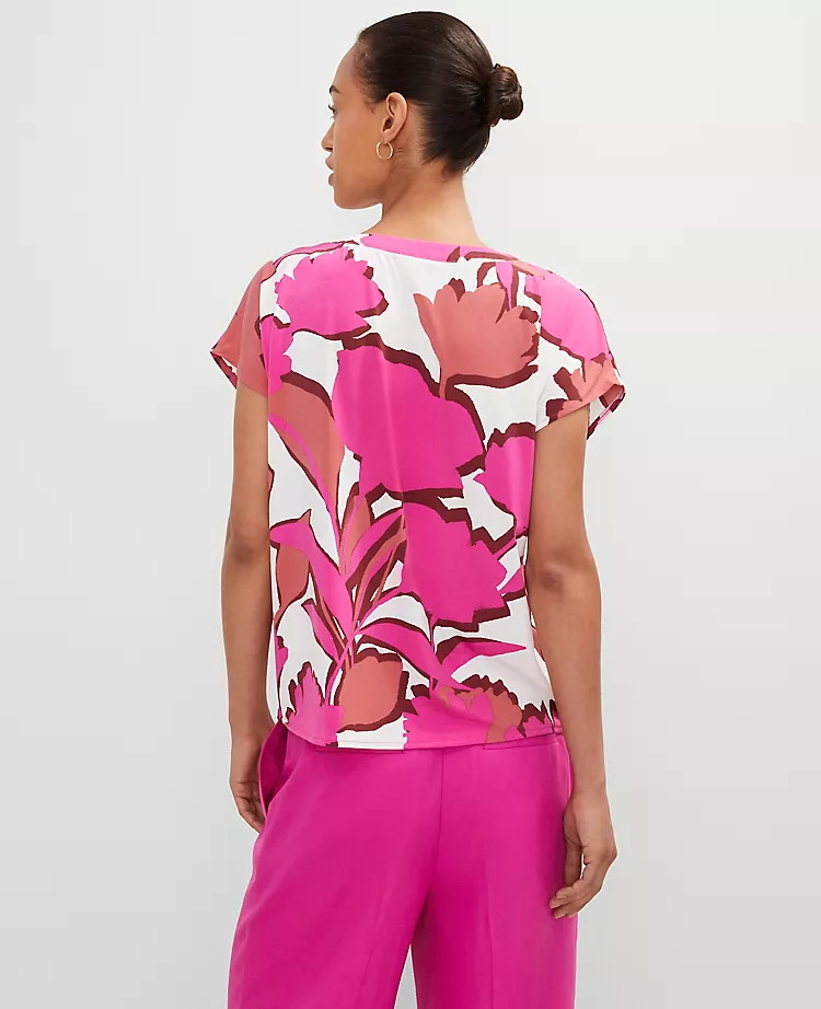 Petite Floral Mixed Media Top Rose Violet 4 Petite Floral Mixed Media Top Rose Violet - Image 2