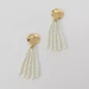 Pearlized Metal Circle Tassel Earrings Ivory -Anntaylor Shop 850898 9129