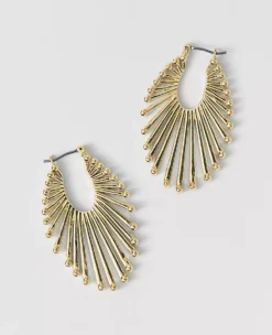 Metal Fan Drop Earrings Goldtone