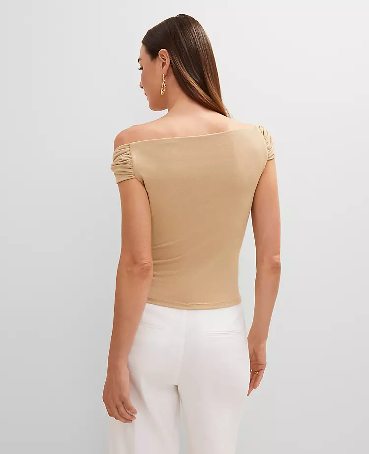 Petite Metallic Asymmetric Top Neutral Metallic 4 Petite Metallic Asymmetric Top Neutral Metallic - Image 2