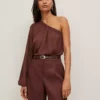 Petite One-Shoulder Blouse Rich Walnut 1 Petite One-Shoulder Blouse Rich Walnut -Anntaylor Shop 850959 019660