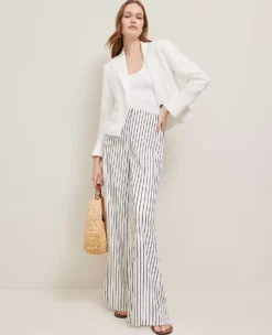 The Petite Side-Zip Wide-Leg Pant In Twill White