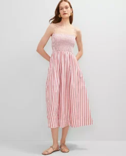 Petite Striped Maxi Flare Dress Burnt Mauve -Anntaylor Shop 850980 520093 ALT2