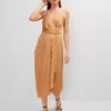 Petite Draped Midi Sheath Dress Pecan -Anntaylor Shop 850990 019582
