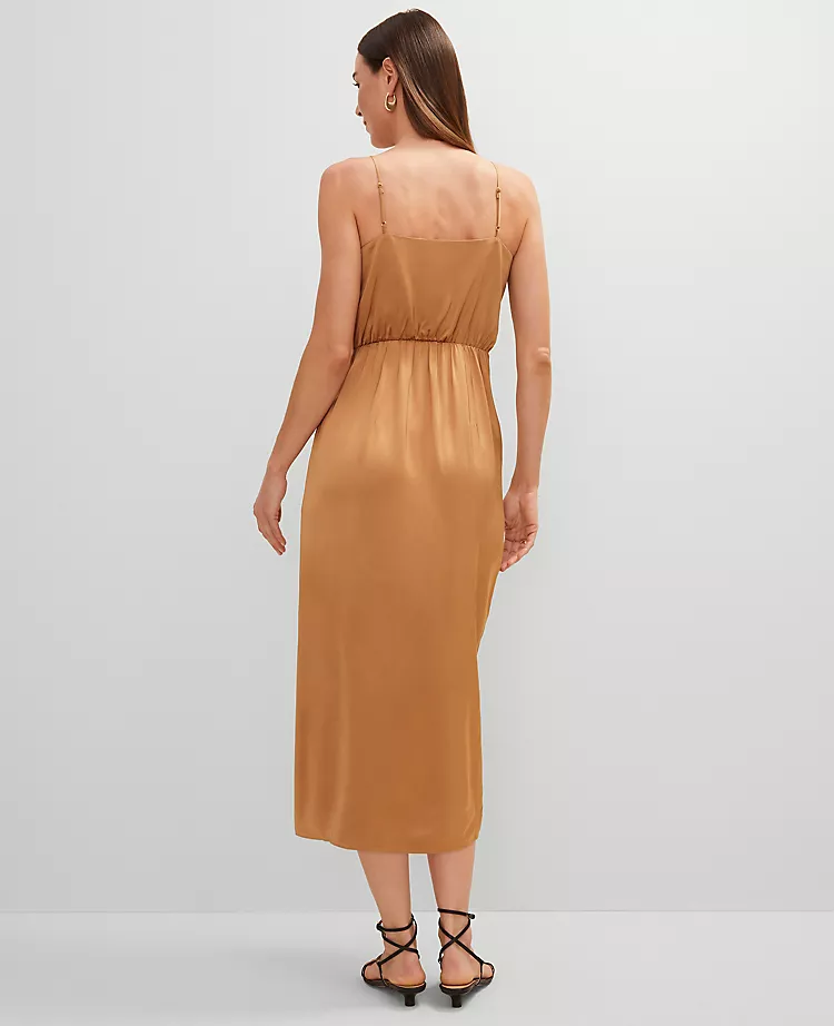 Petite Draped Midi Sheath Dress Pecan 4 Petite Draped Midi Sheath Dress Pecan - Image 2