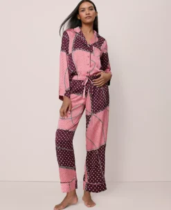 Chain Link Print Silk Pajama Set Poised Plum