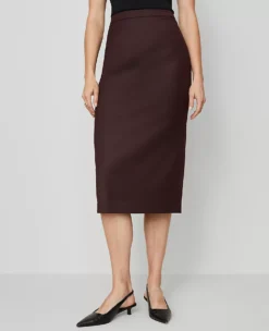 Twill Column Midi Skirt Classic Burgundy -Anntaylor Shop 851043 019903 ALT1