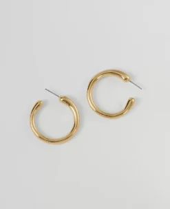 Thin Hoop Earrings Goldtone