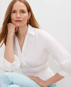 Petite Collared Blouse White 7 Petite Collared Blouse White -Anntaylor Shop 851056 9000 ALT2