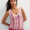 Petite Fringe Striped Shell Red Pepper -Anntaylor Shop 851067 521280