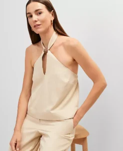 Petite Cutout Halter Top Sands Edge 8 Petite Cutout Halter Top Sands Edge -Anntaylor Shop 851077 8924 ALT2