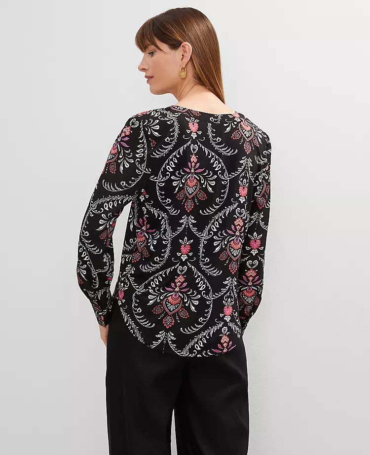 Petite Floral Mixed Media Top Black 4 Petite Floral Mixed Media Top Black - Image 2