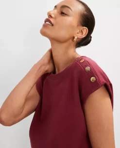 Petite Shoulder Button Top Moroccan Red 7 Petite Shoulder Button Top Moroccan Red -Anntaylor Shop 851090 5535 ALT2