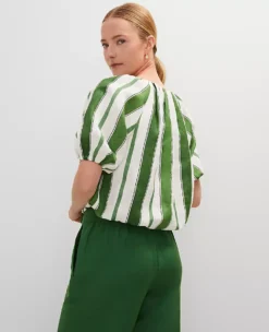 Petite Linen Blend Bubble Hem Blouse Leafy Green 6 Petite Linen Blend Bubble Hem Blouse Leafy Green -Anntaylor Shop 851105 519970 ALT1