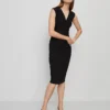 The Petite Seamed V-Neck Sheath Dress In Bi-Stretch Black -Anntaylor Shop 851160 2222