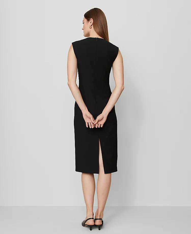 The Petite Seamed V-Neck Sheath Dress In Bi-Stretch Black 4 The Petite Seamed V-Neck Sheath Dress In Bi-Stretch Black - Image 2
