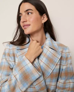 Petite Weekend Collection Plaid Short Trench Coat Park Fountain