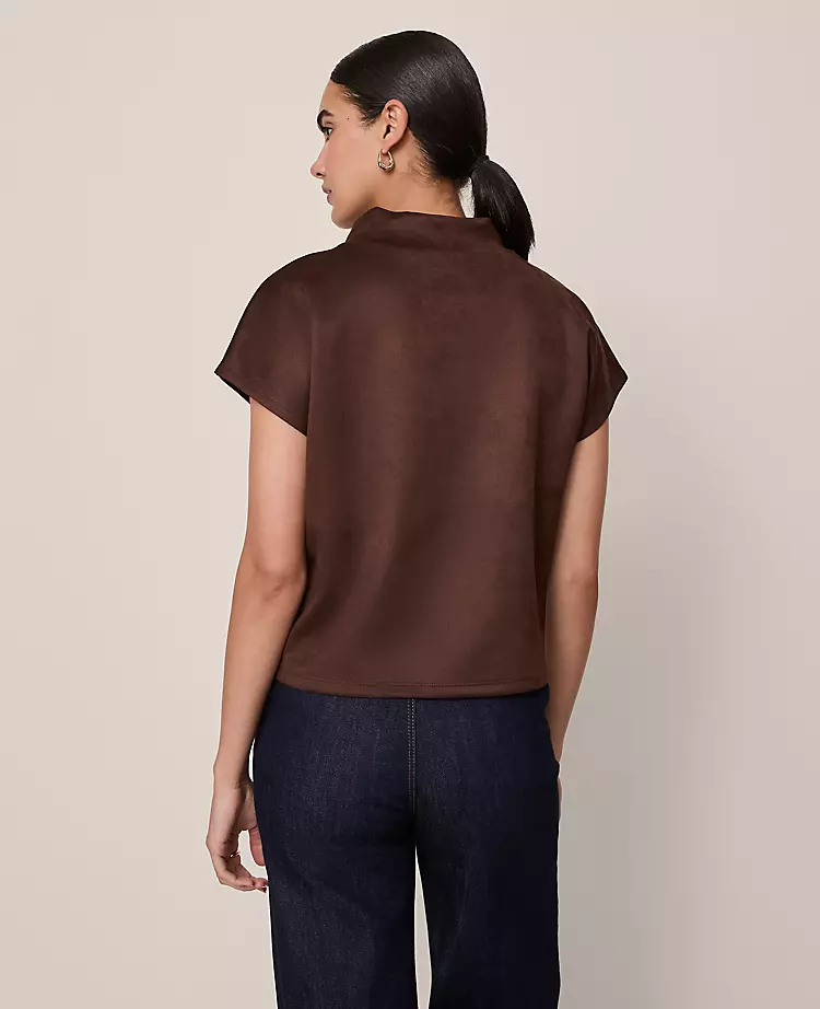 Petite Faux Suede Horsebit Top Dark Brown 4 Petite Faux Suede Horsebit Top Dark Brown - Image 2