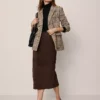 Studio Collection Seamed Pencil Skirt In Suede Pure Chocolate -Anntaylor Shop 851446 7043