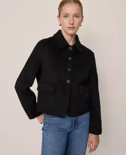 Collared Double Face Jacket Black -Anntaylor Shop 851454 2222 ALT2