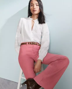 Petite Weekend Collection Lace Trim Blouse Winter White