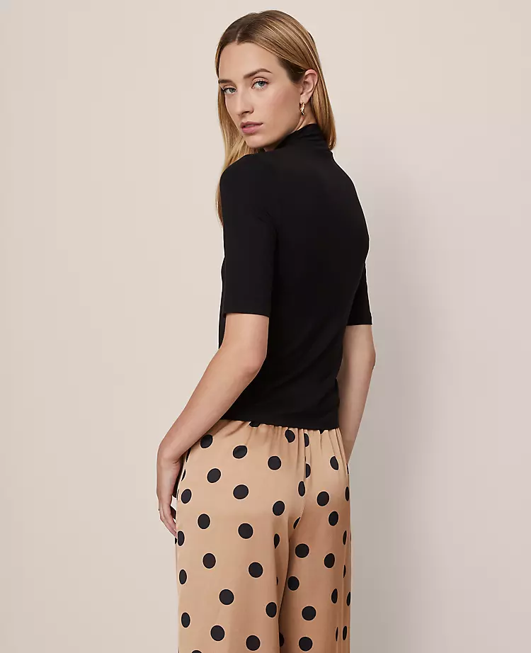 Petite Mock Neck Elbow Sleeve Top Black 4 Petite Mock Neck Elbow Sleeve Top Black - Image 2