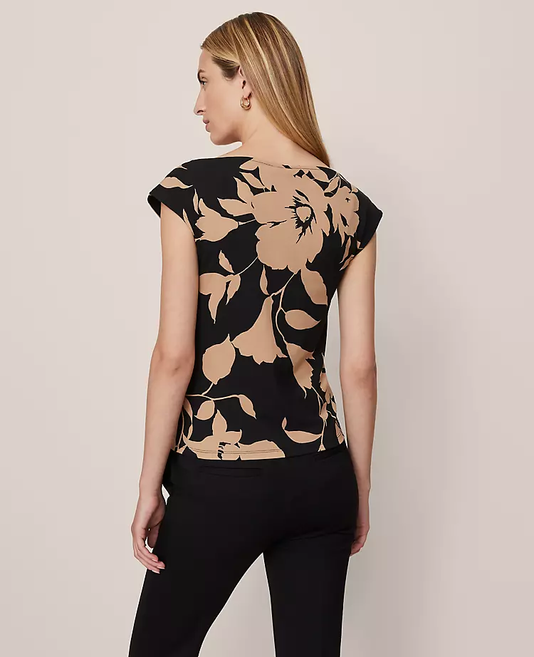 Petite Floral Sleeveless Boatneck Top Cafe Au Lait 4 Petite Floral Sleeveless Boatneck Top Cafe Au Lait - Image 2