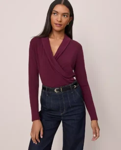 Petite Shawl Collar Wrap Top Poised Plum -Anntaylor Shop 851493 9536 ALT2