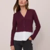 Petite Weekend Collection Mixed Media Peplum Cardigan Poised Plum 2 Petite Weekend Collection Mixed Media Peplum Cardigan Poised Plum -Anntaylor Shop 851497 9536