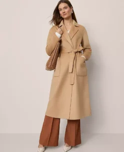 Petite Belted Notch Collar Coat Cafe Au Lait