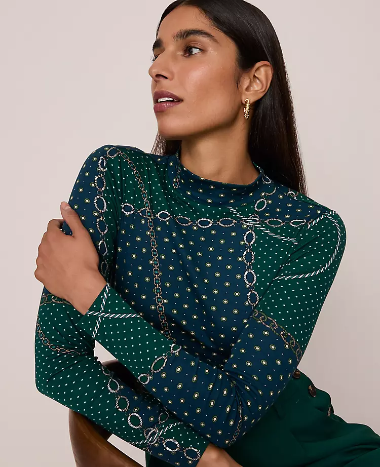 Chain Link Mock Neck Top Night Garden 3 Chain Link Mock Neck Top Night Garden